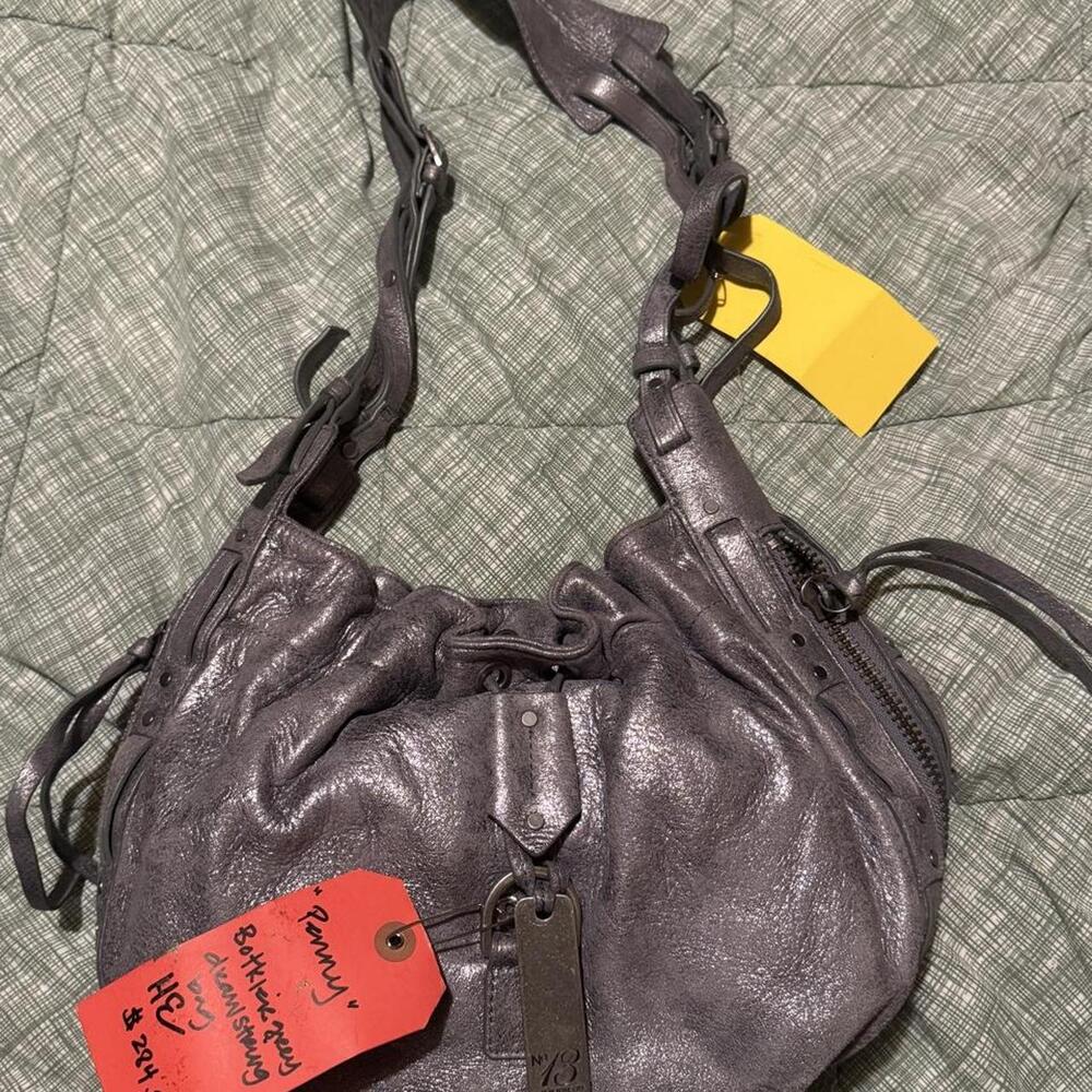 Botkier silver leather Y2K hobo bag with side zipper detail